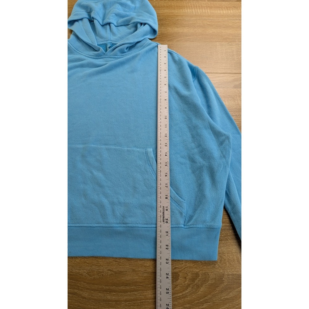 SKIMS Light French Terry Cropped Hoodie Size XL Color Cyan Blue Pullover - Picture 4 of 7